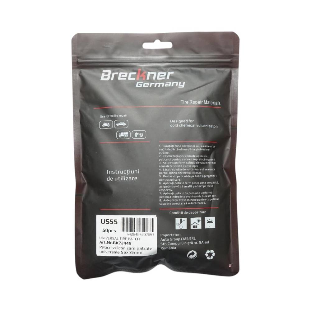 Petice vulcanizare patrate 50x50mm pentru camere de aer  BK72449