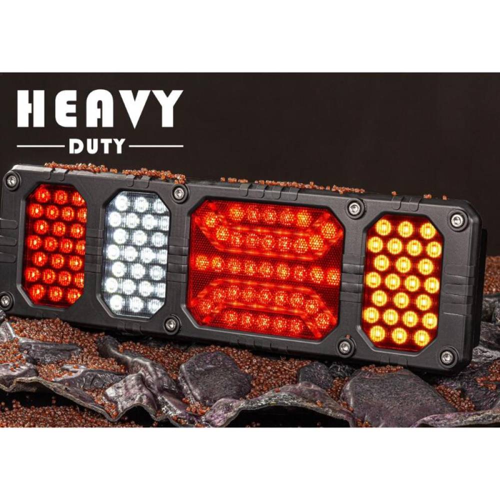 Lampa stop 450x139, 6 functii, cu ceata si mers inapoi, cu mufa 7pini, 24V, stanga, Heavy Duty LZD2856