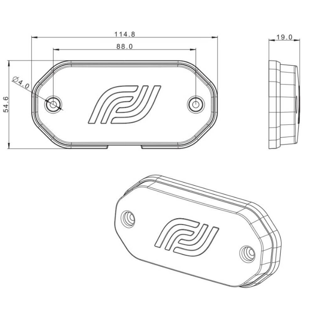 Lampa gabarit 115x55, LED cu suport si Logo, Fristom FT-078 Z