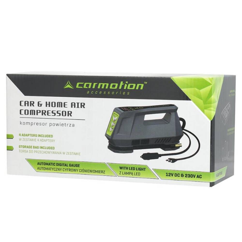 Compresor aer 12V/220V, cu lanterna, stroboscopic, 10bar, 25L/m, digital, autostop, Carmotion 63340
