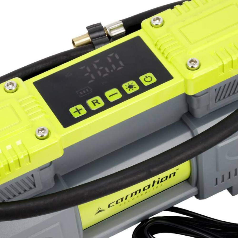 Compresor aer 12V, 10bar, 150psi, 60L/min, 180w, 2 pistoane, furtun spiralat, Carmotion 63341