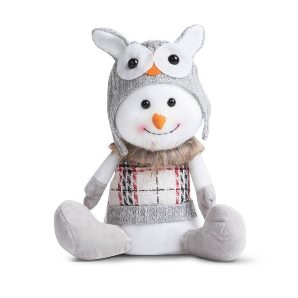 Decoratiune de Craciun, Figurina Om de zapada cu caciula, 30cm, 58729B