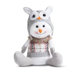 Decoratiune de Craciun, Figurina Om de zapada cu caciula, 30cm, 58729B