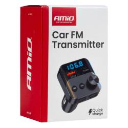 Transmitator FM MP3, 2×USB, QC3, PD36W, 12V-24V, Amio 04647