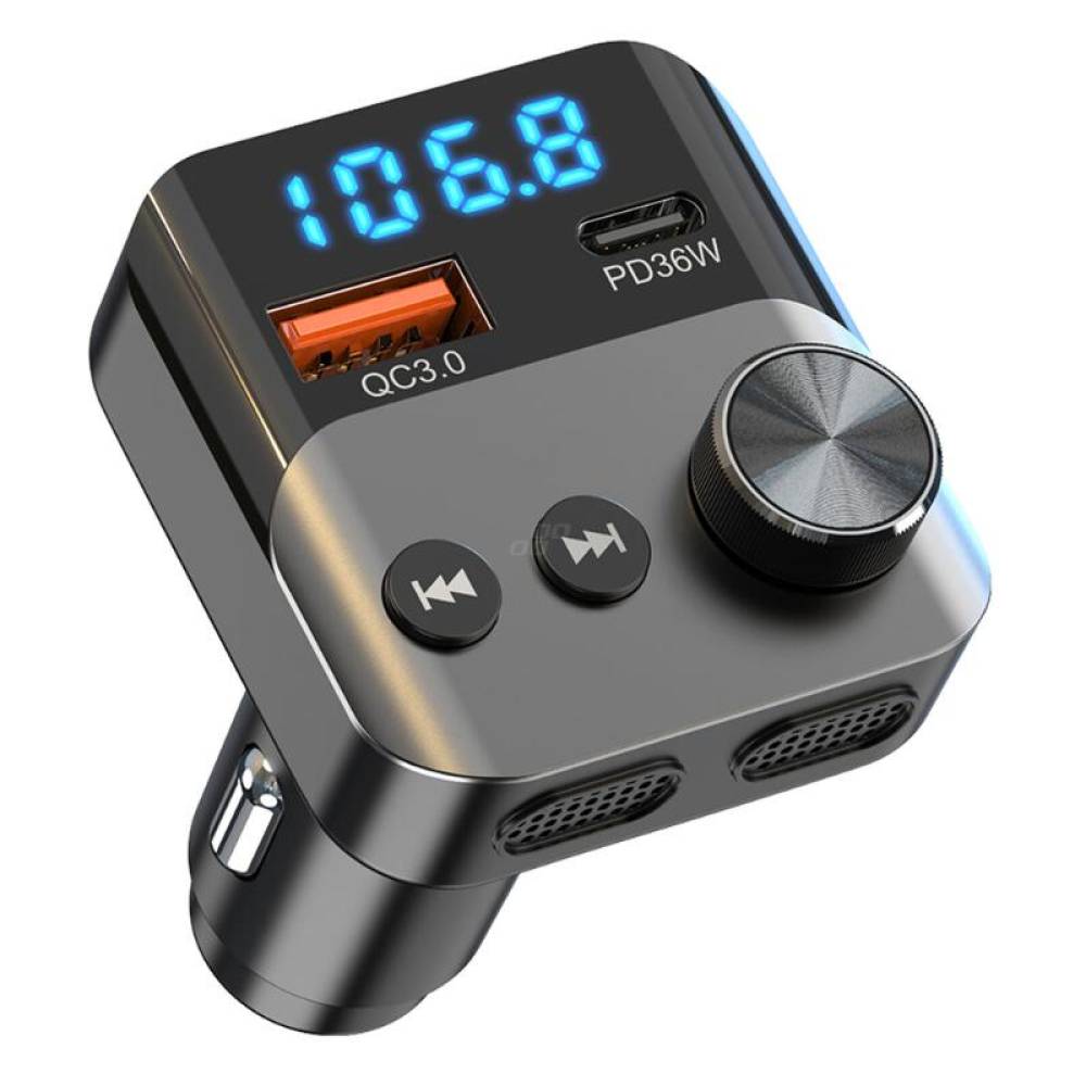 Transmitator FM MP3, 2×USB, QC3, PD36W, 12V-24V, Amio 04647