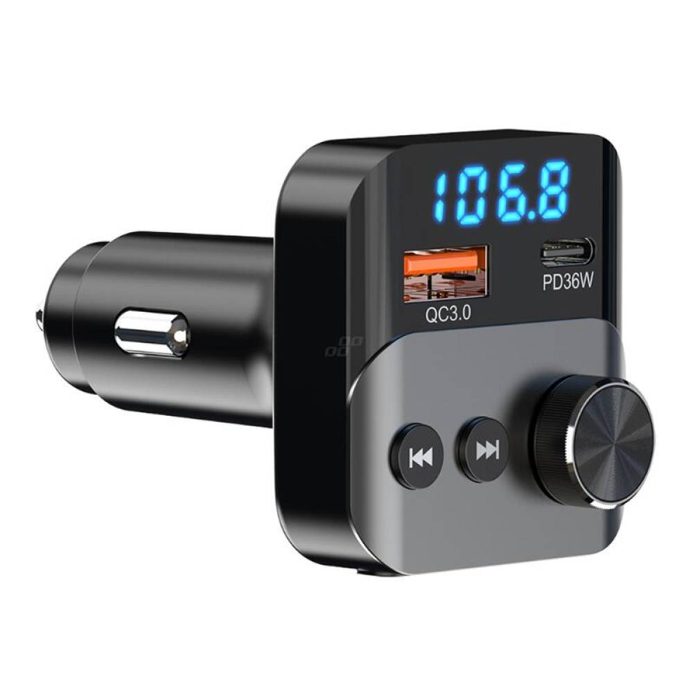 Transmitator FM MP3, 2×USB, QC3, PD36W, 12V-24V, Amio 04647