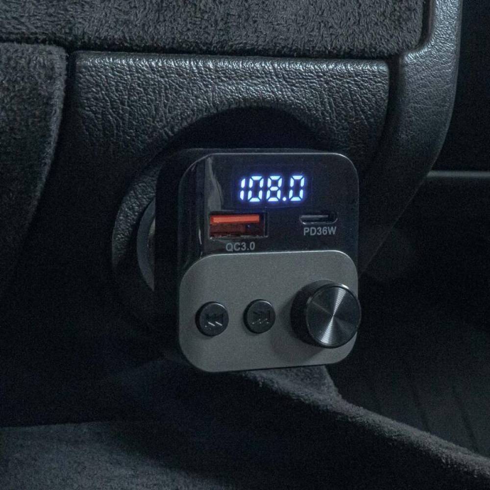 Transmitator FM MP3, 2×USB, QC3, PD36W, 12V-24V, Amio 04647