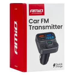 Transmitator FM MP3, 3×USB, QC3, PD36W, 12V-24V, Amio 04649