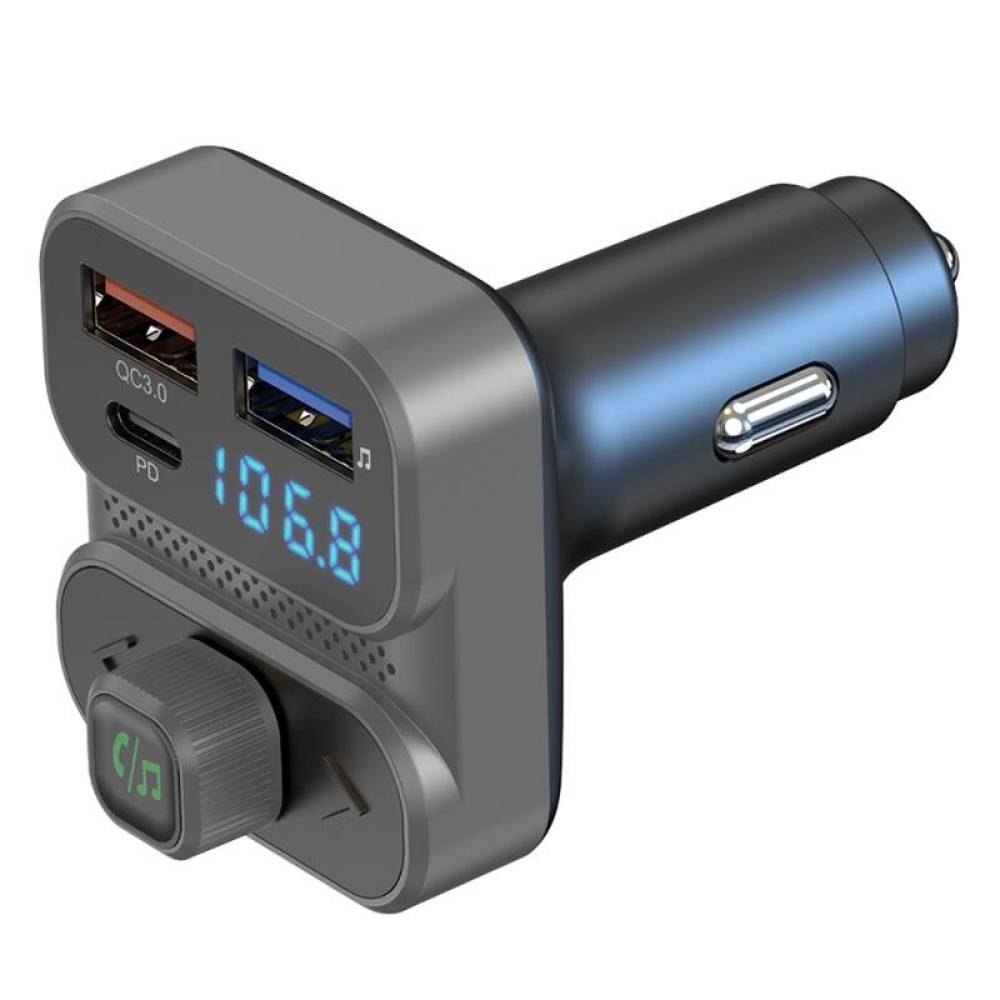 Transmitator FM MP3, 3×USB, QC3, PD36W, 12V-24V, Amio 04649