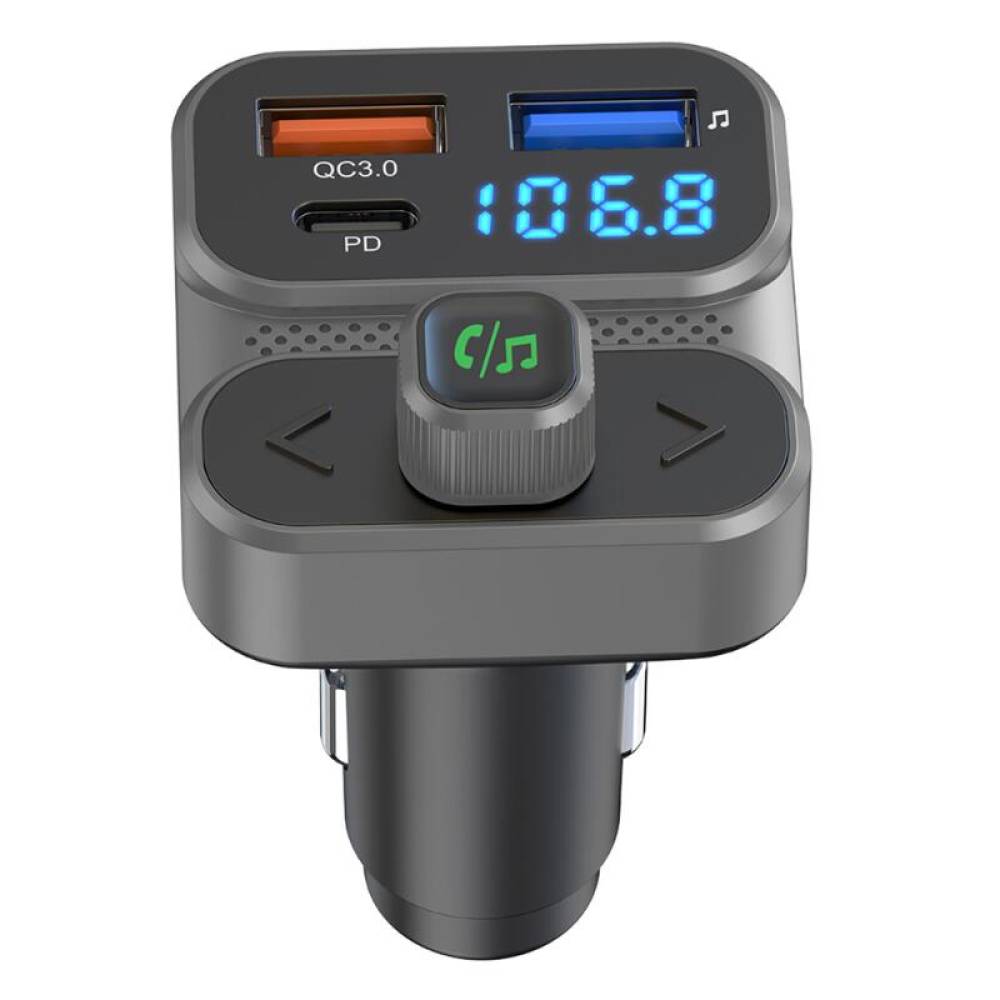 Transmitator FM MP3, 3×USB, QC3, PD36W, 12V-24V, Amio 04649