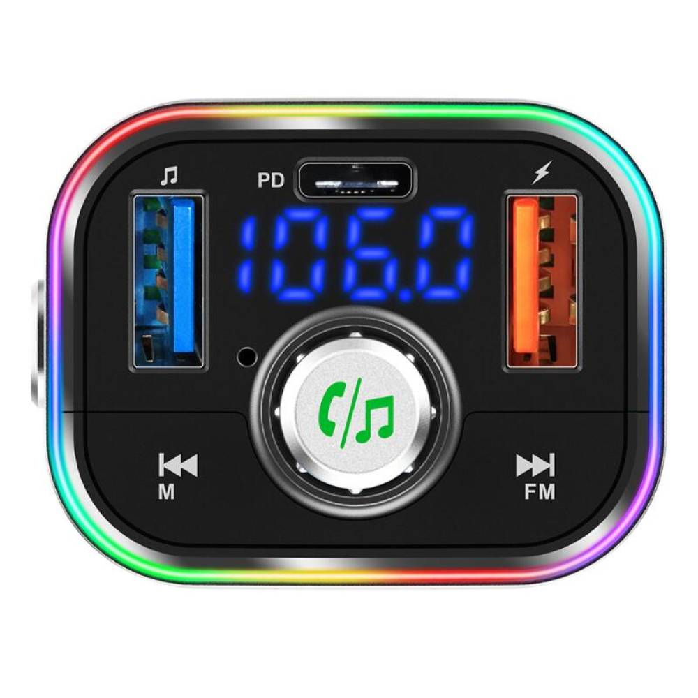 Transmitator MP3, 3×USB, QC3, PD, microSD, 12V-24V, Amio 04652