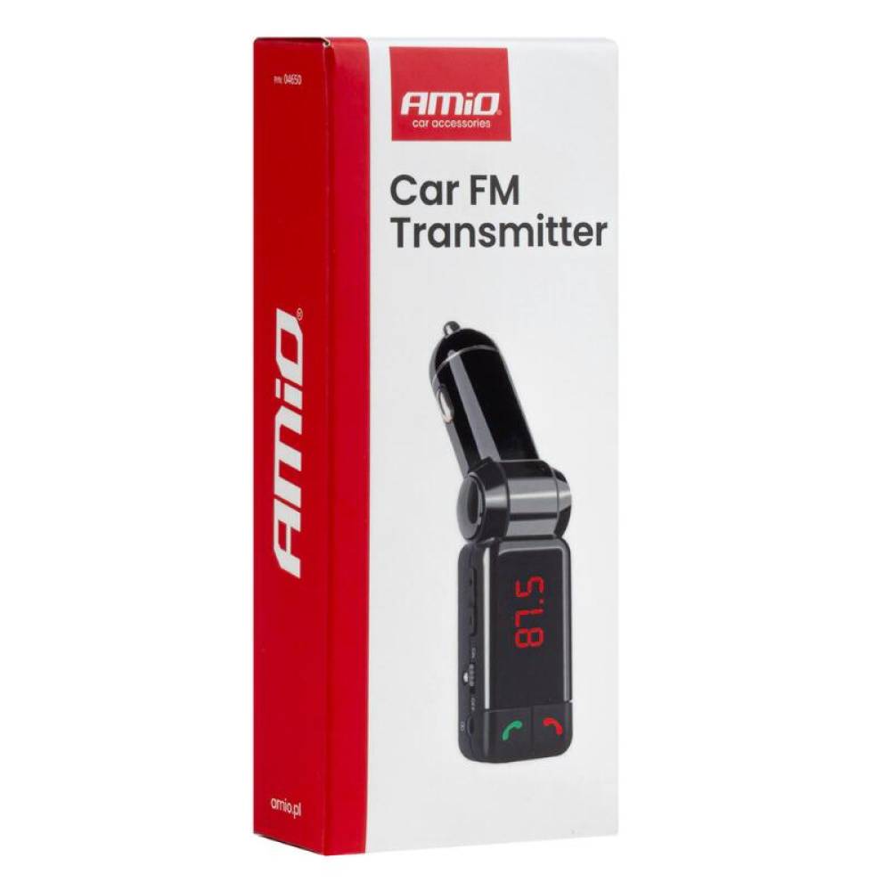 Transmitator FM, MP3, pliabil, 2×USB, 12-24V, 04650 Amio
