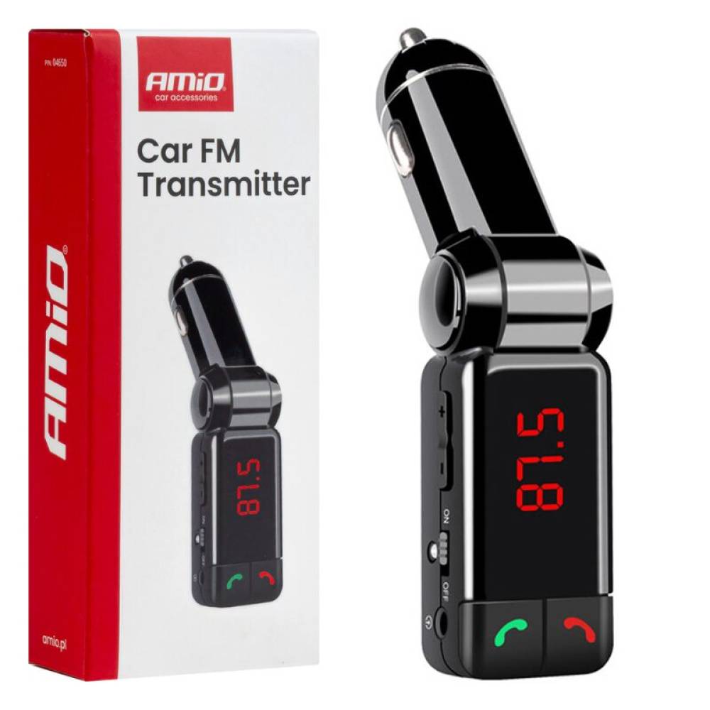 Transmitator FM, MP3, pliabil, 2×USB, 12-24V, 04650 Amio
