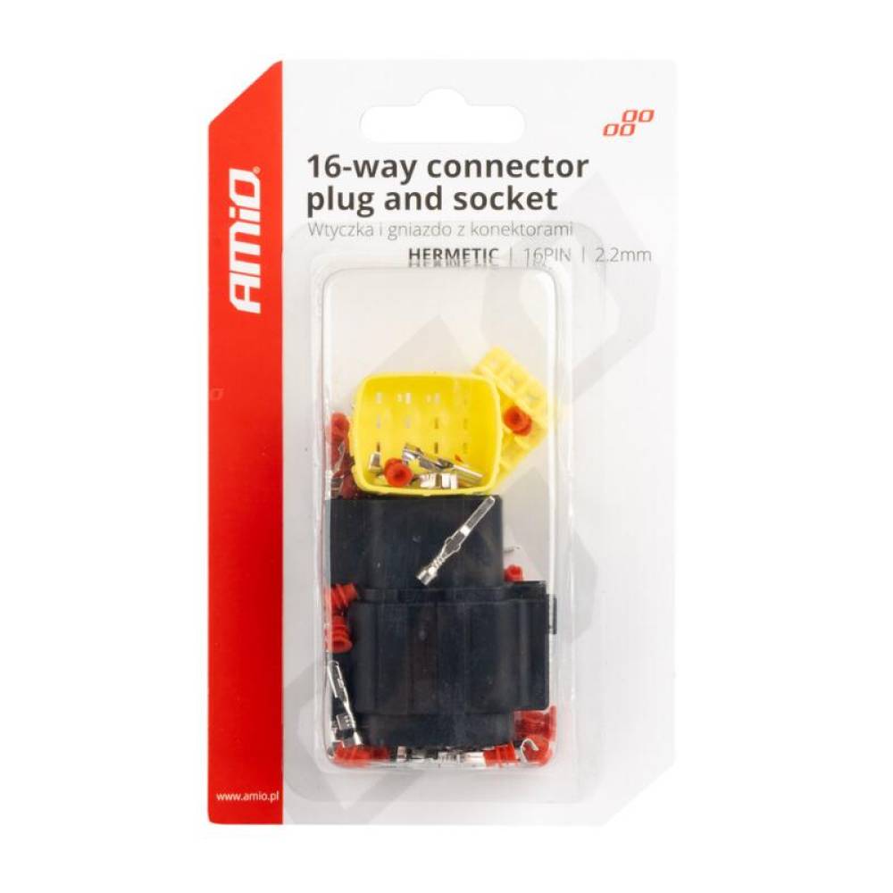 Set mufe conectori cu 16pini, mama-tata, Econoseal Japan, impermeabila, AMIO 04353