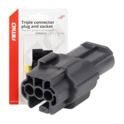 Set mufa conector cu 3 pini, set mama-tata, Econoseal Japan, impermeabila, AMIO 04347