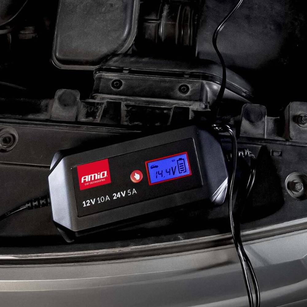Redresor digital auto 12-24V, 10A, pentru acumulator STD, GEL, AGM, WET Amio 04525