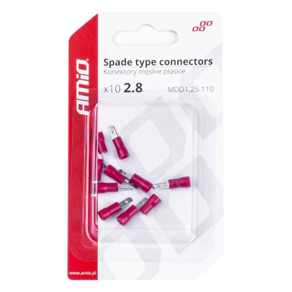 Papuci elelectrici fisa plata Tata, 3.8mm, 0.5-1.5mm2, 10A , set 10 bucati Amio 03064