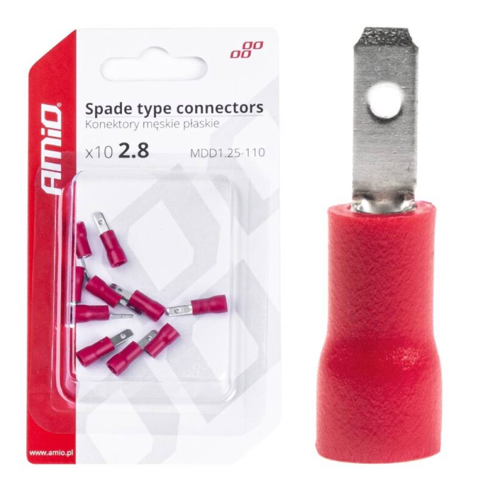 Papuci elelectrici fisa plata Tata, 3.8mm, 0.5-1.5mm2, 10A , set 10 bucati Amio 03064