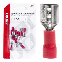 Papuci elelectrici fisa plata Mama, 7,4mm, 0,5-1,5mm2, 10A, izolata, set 10 bucati, AMIO 03062