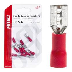 Papuci electrici fisa plata Mama, 5.6mm, AWG 22–18, FDD1.25-18, cablu 0.5-1.5mm2, 10A , set 10 bucati, Amio 03061