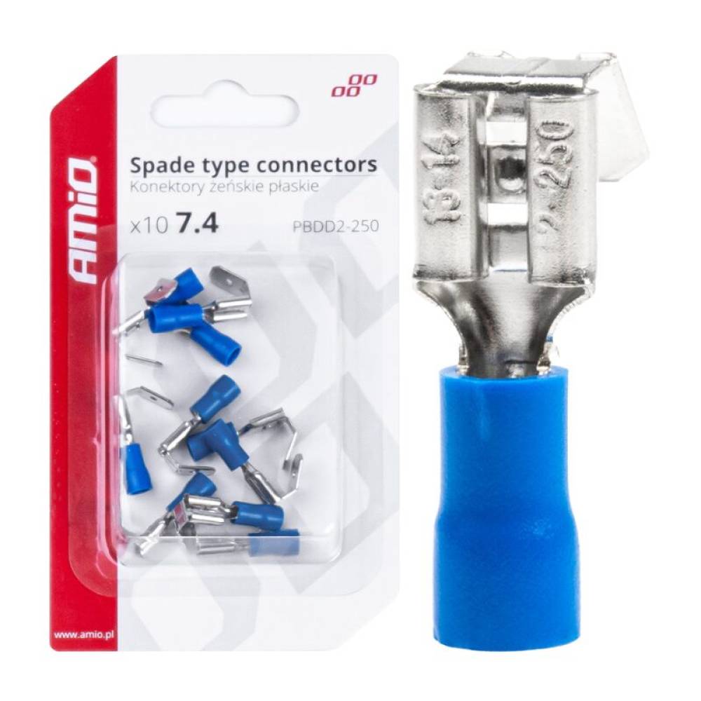 Papuci electrici fisa plata cu ramificatie mama -> tata 7.4/6.3mm 1.5-2.5mm, 15A, izolat, set 10 bucati, Amio 03069