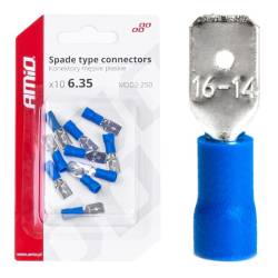 Papuci electrici fisa plata Tata, 6,35 mm 1,5-2,5 mm² 15 A set 10 bucati, Amio 03070