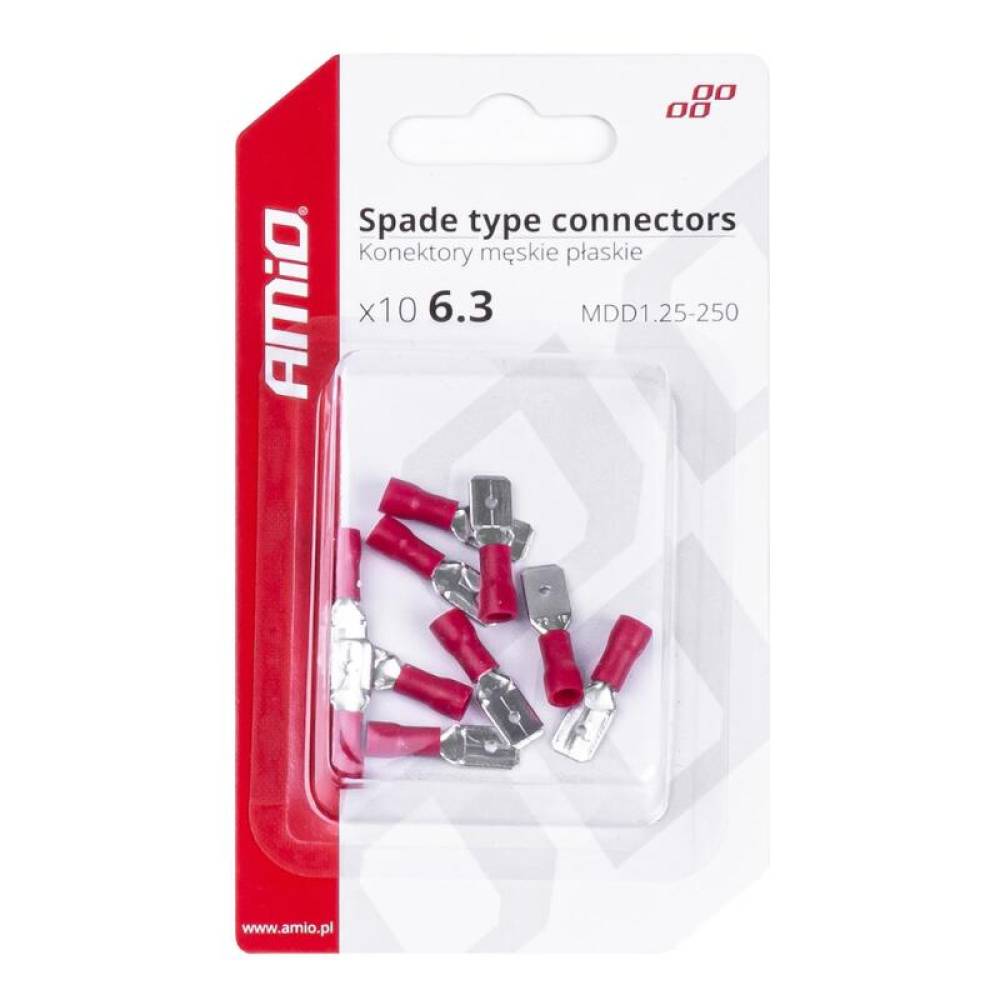 Papuci electrici fisa plata, tata, 6,3 mm, 0,5-1,5 mm2, 10A, set 10 bucati, AMIO-03066
