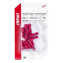 Papuci electrici fisa plata Mama, 6.6mm, 0.5 -1.5mm2, 10A , izolat, set 10 bucati, Amio 03063