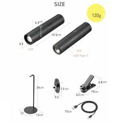 Lampă magnetica multifunctionala, lanterna detașabilă, cu 3 tipuri de prinderi, zoom, dimabila, 190lm, Well Canny 53937