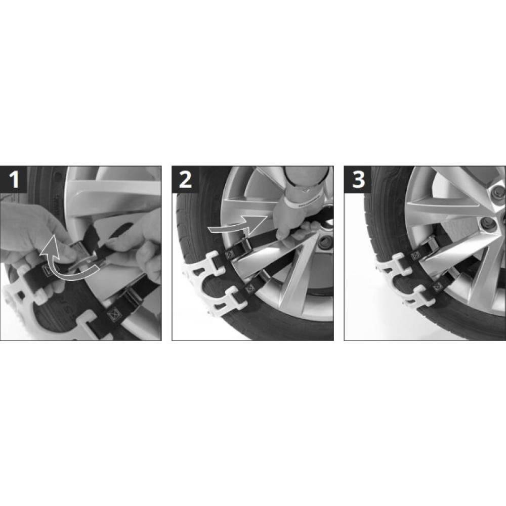 Set 2 lanturi antiderapante, tip banda, fixare cu chinga, 6mm, ELBRUS, Compass 01457