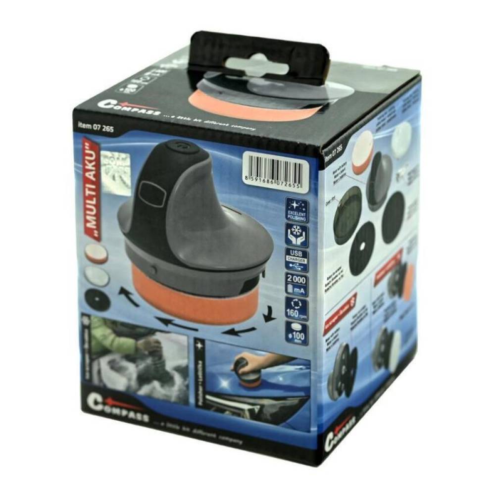 Aparat polisat cu acumulator de 2000mAh, cu razuitor gheata, Compass 07265