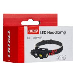 Lanterna cap LED XPG+COB, baterie 1200mAh, senzor miscare, Amio 04662