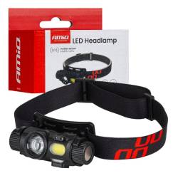 Lanterna cap LED XPG+COB, baterie 1200mAh, senzor miscare, Amio 04662