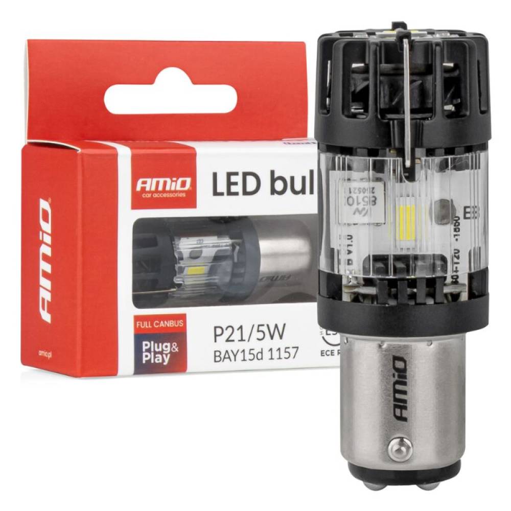Bec pozitie frana 12V, P21/5W, BAY15D, Canbus, 1 bucata, Amio 04689