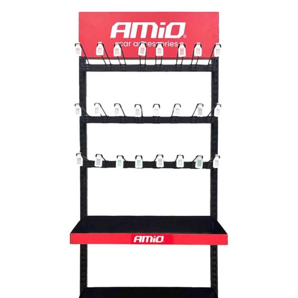 Stand Expozitor pentru produse, cu 3 rafturi si 24 de carlige, Amio 04803