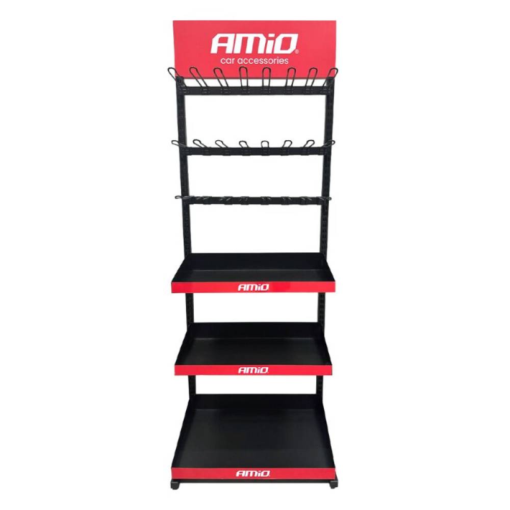 Stand Expozitor pentru produse, cu 3 rafturi si 24 de carlige, Amio 04803