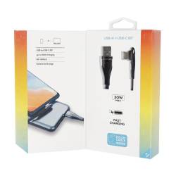 Cablu incarcator USB --> TipC, Tip L, 1m, 30W, Fast Charging, Carmotion WAYME 63099