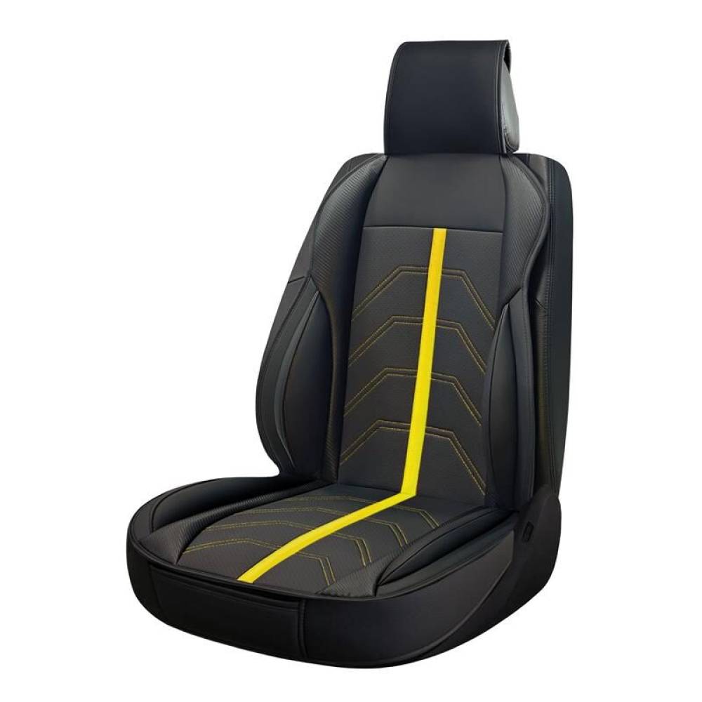 Husa pentru 1 scaun peste tetiera, cu laterale, negru cu galben, Potenza, Swissdrive PTNZYLW