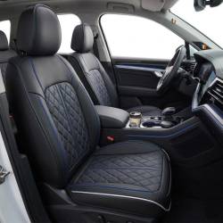 Husa pentru 1 scaun peste tetiera, cu laterale, Negru+Albastru, Vittoria, Swissdrive VITOBLU