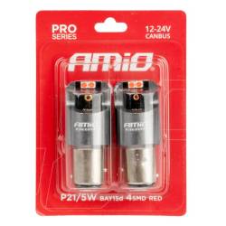 Set 2 becuri stop frana, 4 LED, 12-24V, BAY15D P21-5W, Canbus  Amio 03586