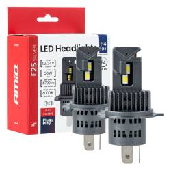 Set 2 becuri H4-H19 LED, 54-58W, 12V-24V, 4700 lm, 6000k, Canbus, Series F25 Amio 04703