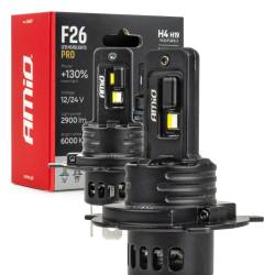 Set 2 becuri H4-H19, LED, 70W, 12V-24V, 2900lm, 6000K, Canbus, Serie F26 PRO, Amio 04871
