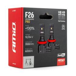 Set 2 becuri H8-H9, H11-H16, LED, 12V-24V, 68W, 3550LM, 6000K, Canbus, Serie F26 PRO Amio 04873