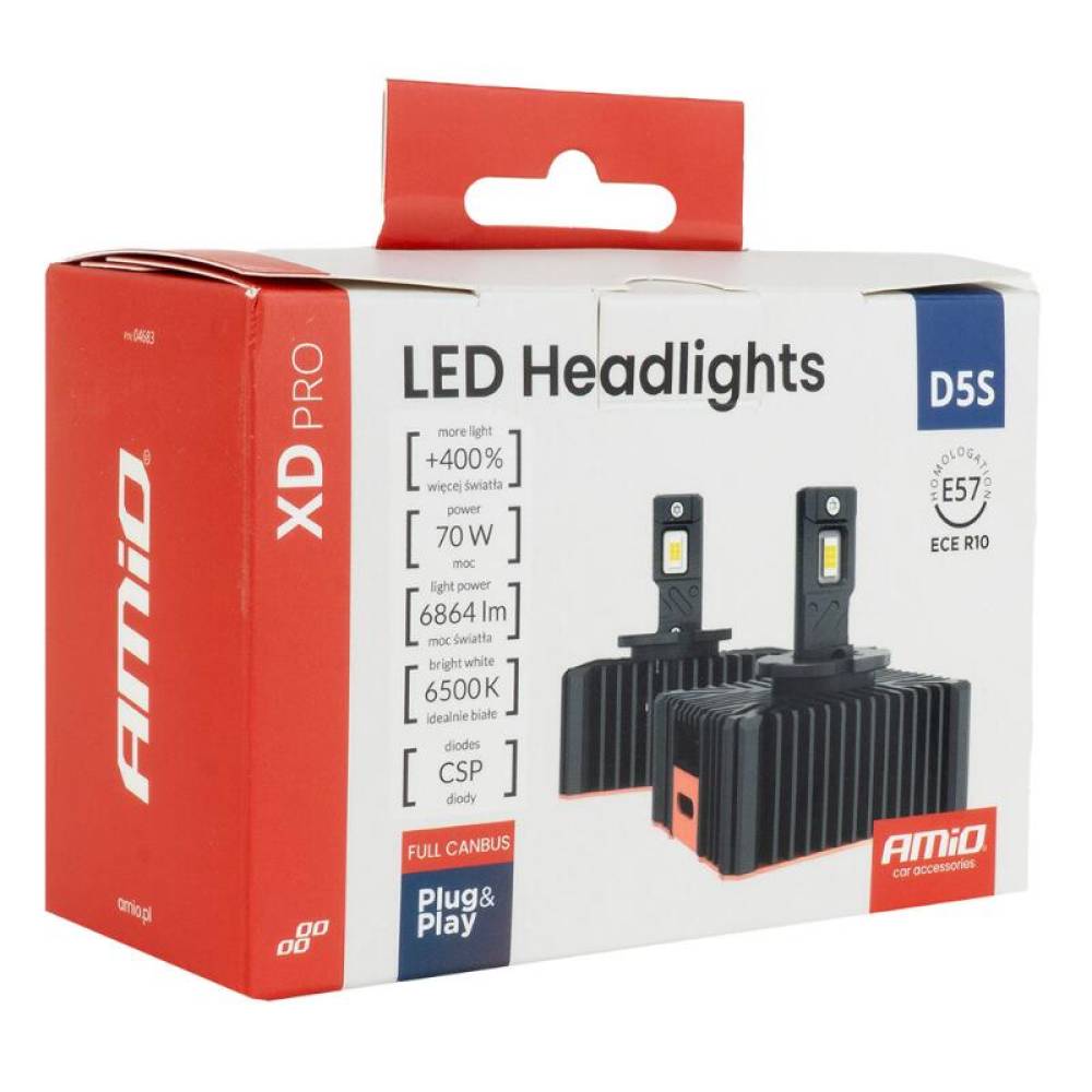Set 2 becuri D5S LED, 70 W, 6864 lm, 6500 K,a XD PRO Canbus Amio 04683