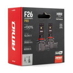 Set 2 becuri HIR2, LED, 12V-24V, 68W, 3550LM, 6000K, FULL CANBUS, Serie F26 PRO, Amio 04876