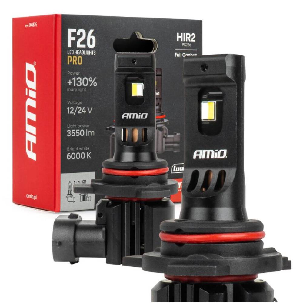 Set 2 becuri HIR2, LED, 12V-24V, 68W, 3550LM, 6000K, FULL CANBUS, Serie F26 PRO, Amio 04876