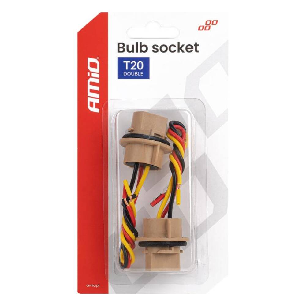 Mufa soclu bec T20, W21/5W, WY21W, cu fir, set 2 bucati, Amio 04834 Mufa soclu bec T20, W21/5W, WY21W, cu fir, set 2 bucati, Amio 04834