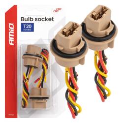 Mufa soclu bec T20, W21/5W, WY21W, cu fir, set 2 bucati, Amio 04834
