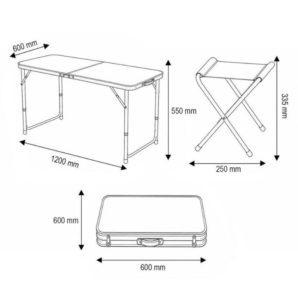 Set masa pliabila camping cu 4 scaune din aluminiu, portabila tip valiza, reglabila, 120x60cm, BK99229 Set masa pliabila camping cu 4 scaune din aluminiu, portabila tip valiza, reglabila, 120x60cm, BK99229