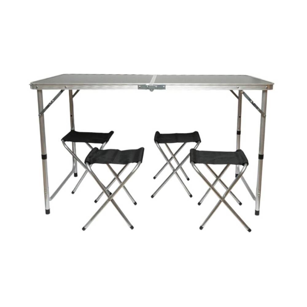Set masa pliabila camping cu 4 scaune din aluminiu, portabila tip valiza, reglabila, 120x60cm, BK99229 Set masa pliabila camping cu 4 scaune din aluminiu, portabila tip valiza, reglabila, 120x60cm, BK99229